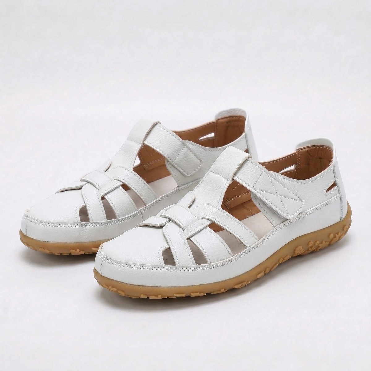 Closed Toe Cut Out Hook and Loop Fisherman Sandals