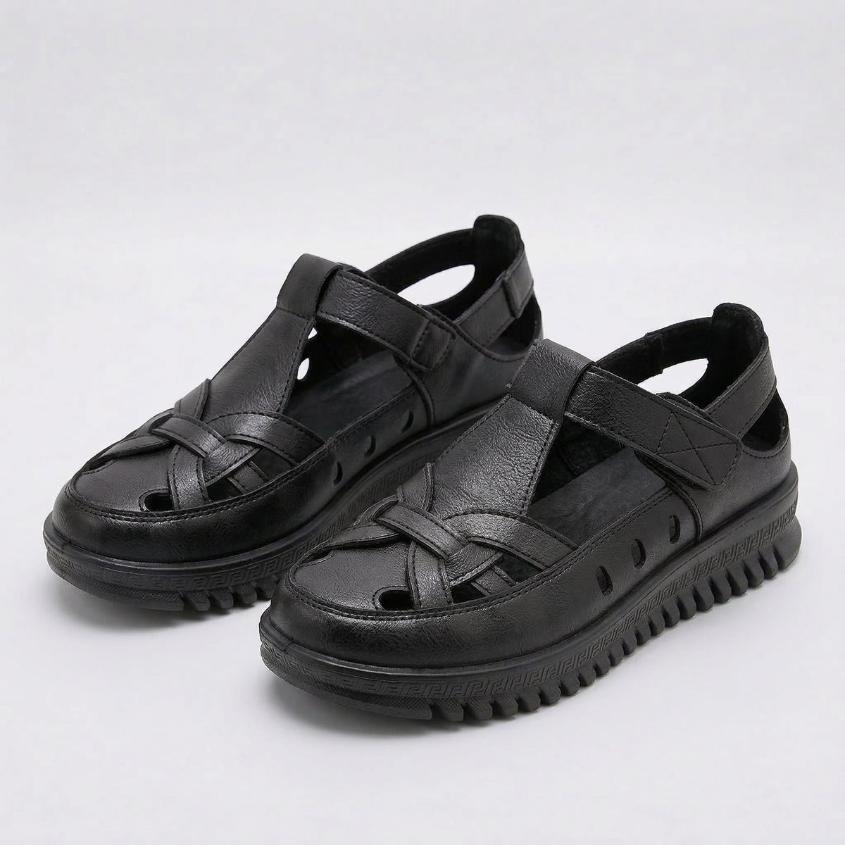 Closed Toe Woven Strap Platform Fisherman Sandals