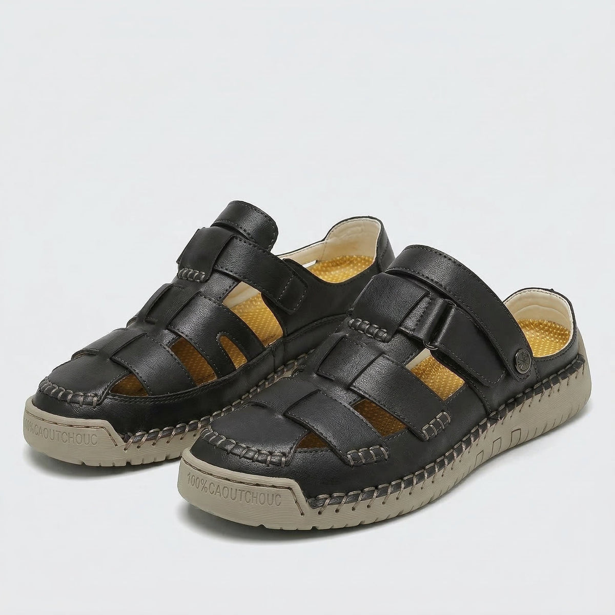 Closed Toe Fisherman Hook and Loop Sandals