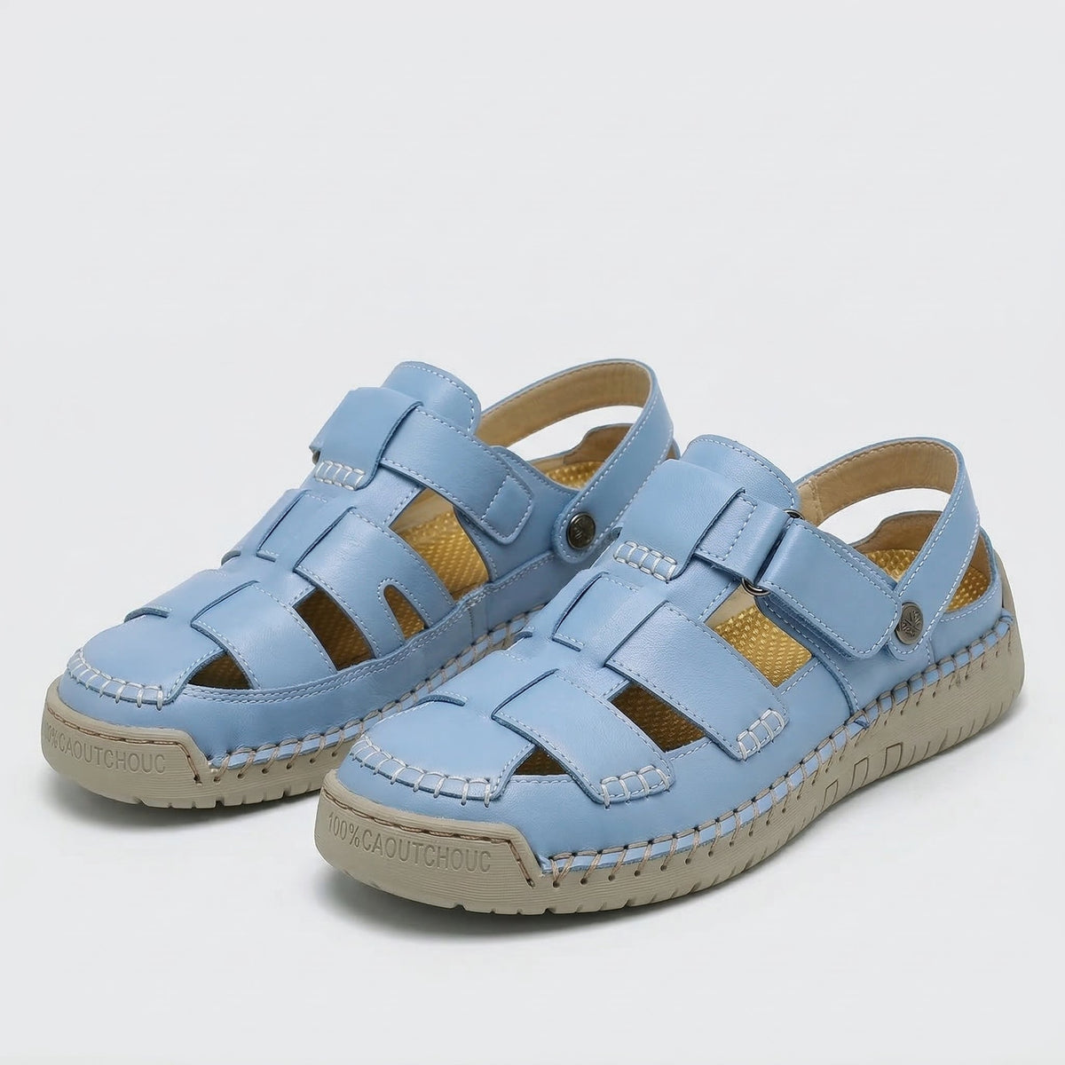 Closed Toe Fisherman Hook and Loop Sandals
