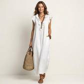 V-Neck Flutter Sleeve Ruffle Maxi Dress Summer 11