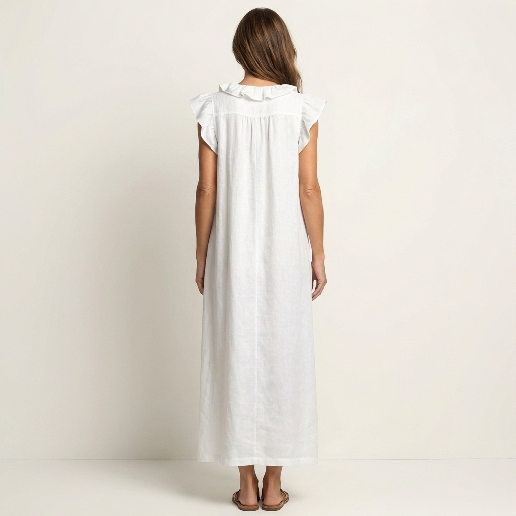 V-Neck Flutter Sleeve Ruffle Maxi Dress Summer 12