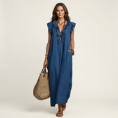 V-Neck Flutter Sleeve Ruffle Maxi Dress Summer 7