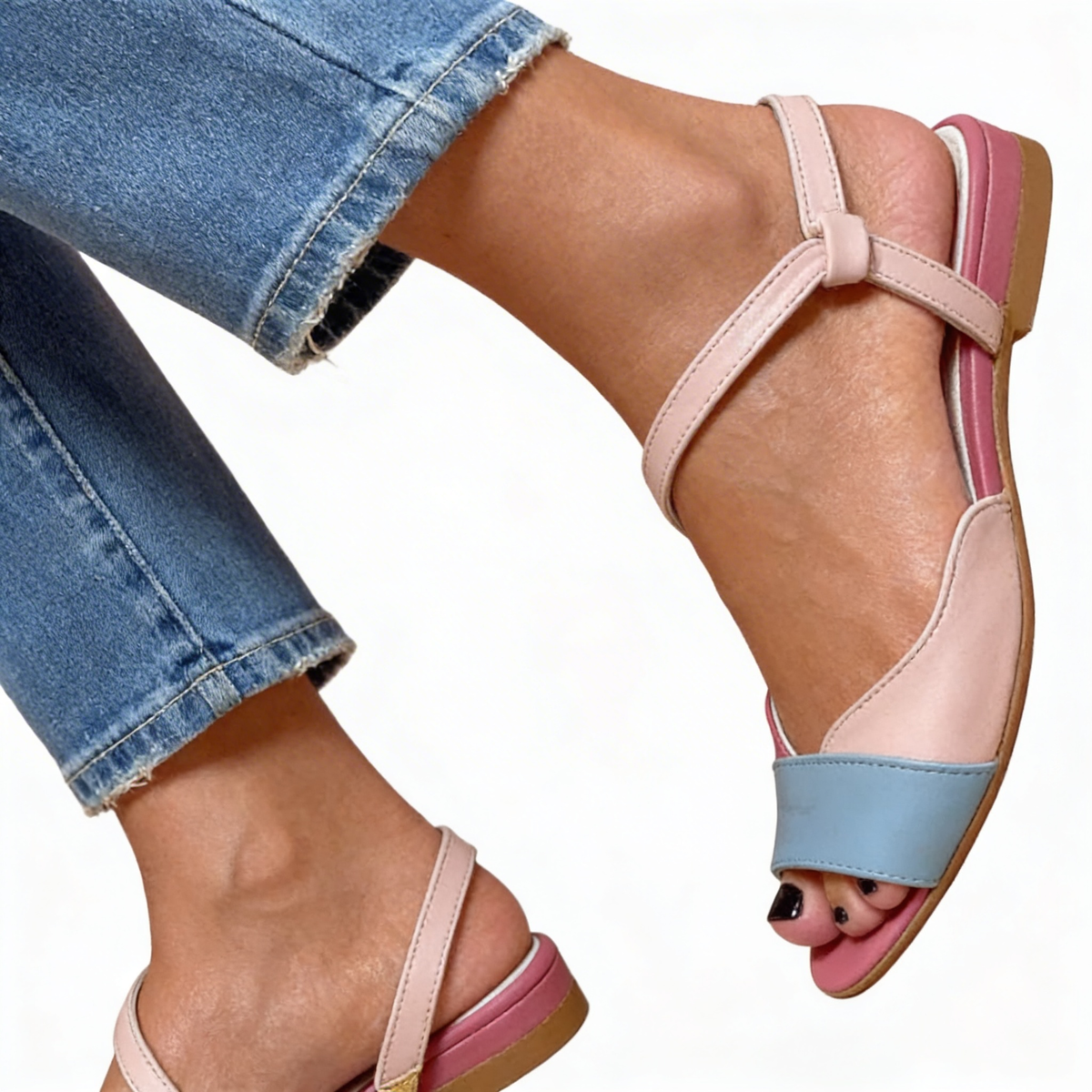 Open Toe Slingback Buckle Flat Sandals