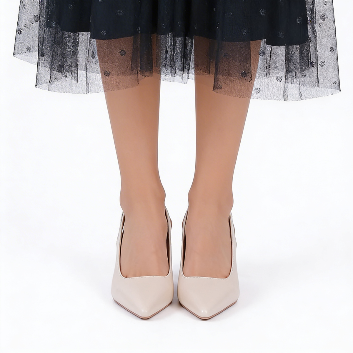 Pointed Toe Slingback Flared Stiletto Heel Pumps 9