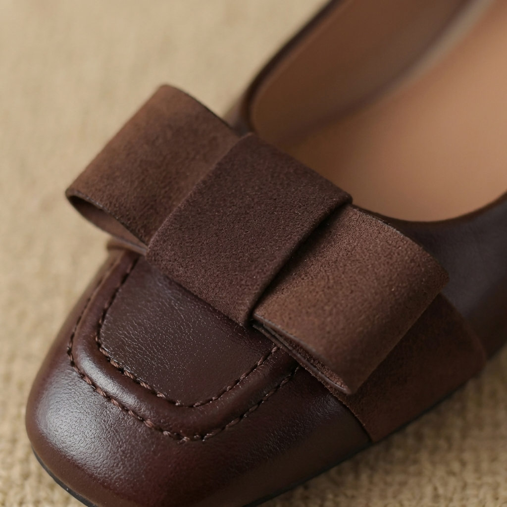 Bow Square Toe Ballet Flats