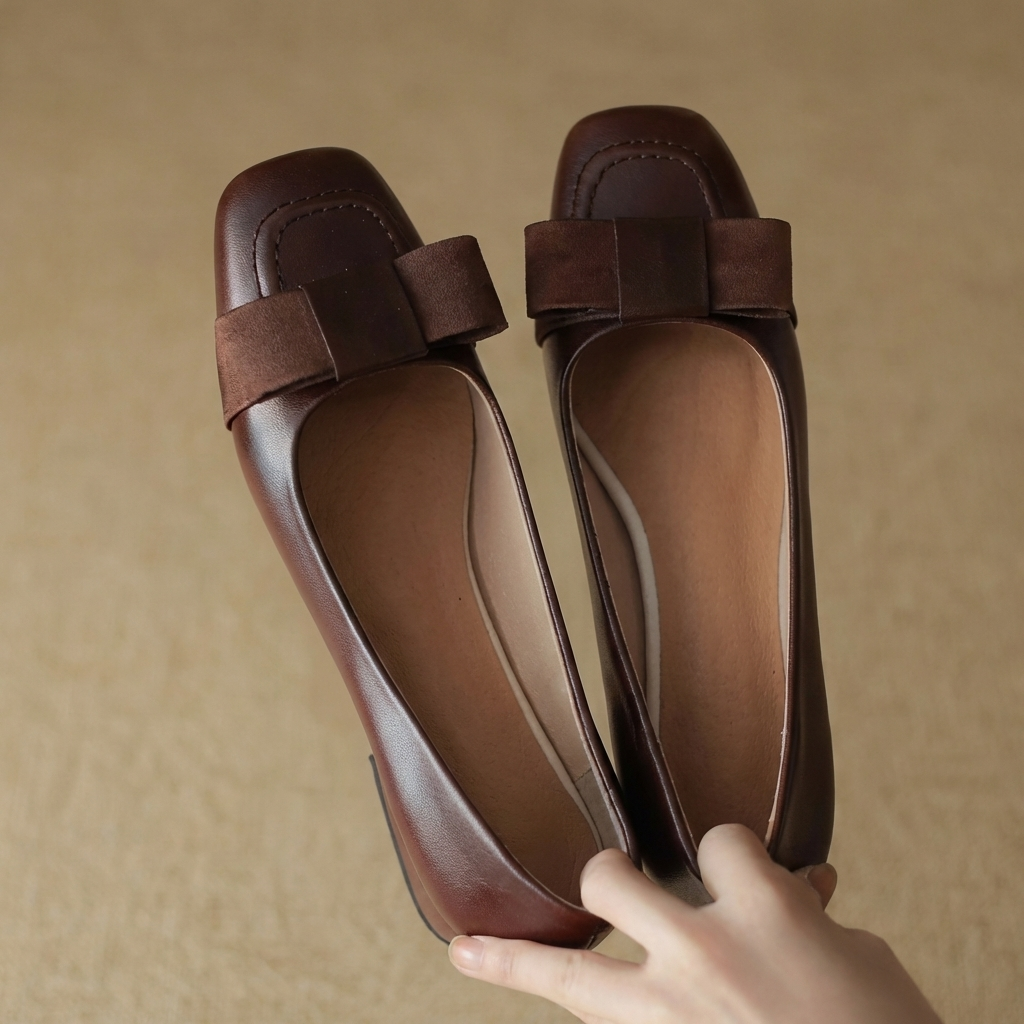 Bow Square Toe Ballet Flats