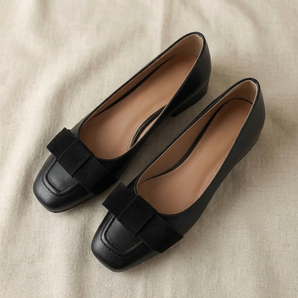 Bow Square Toe Ballet Flats