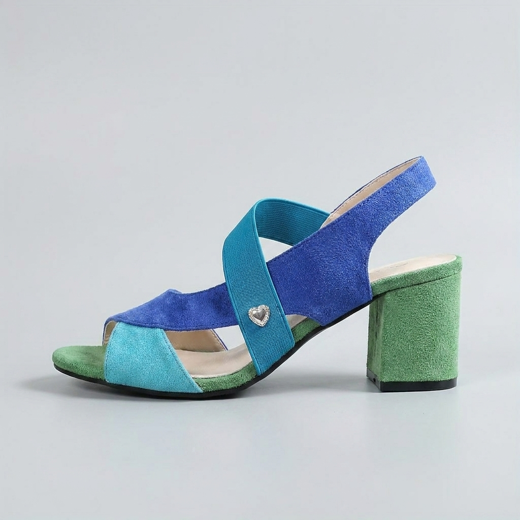 Peep Toe Cross Strap Slingback Block Heel Sandals