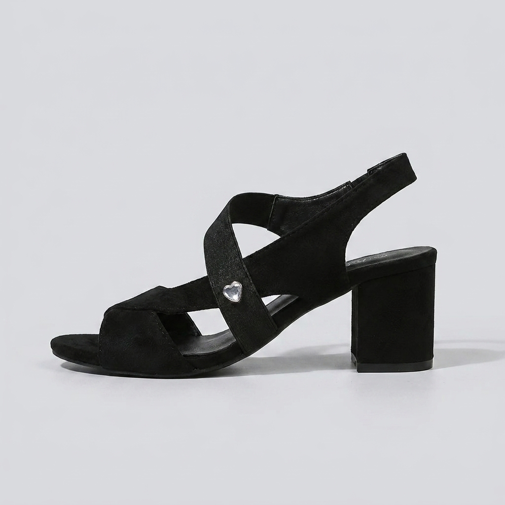 Peep Toe Cross Strap Slingback Block Heel Sandals