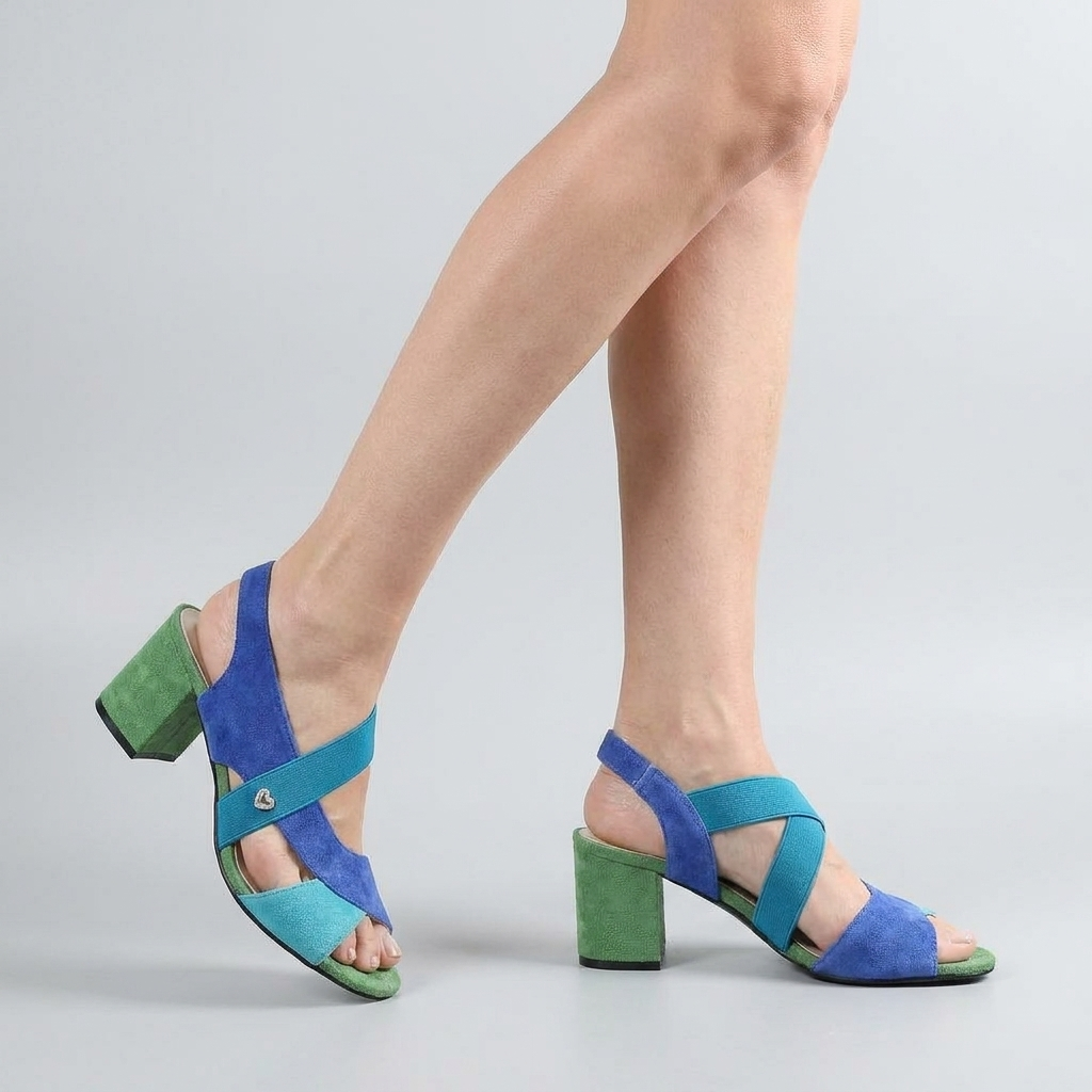Peep Toe Cross Strap Slingback Block Heel Sandals