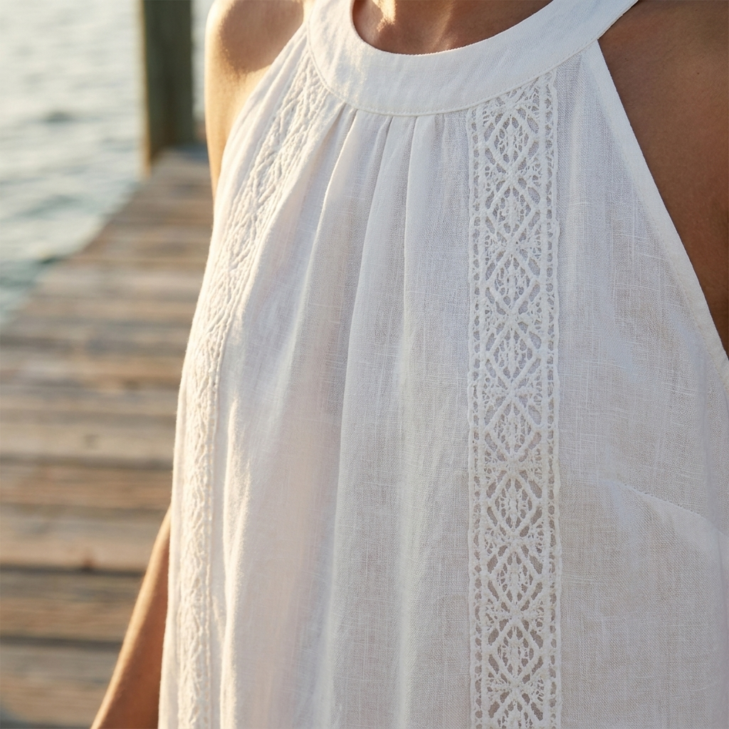 Lace Trim Halter Neck Sleeveless Maxi Dress