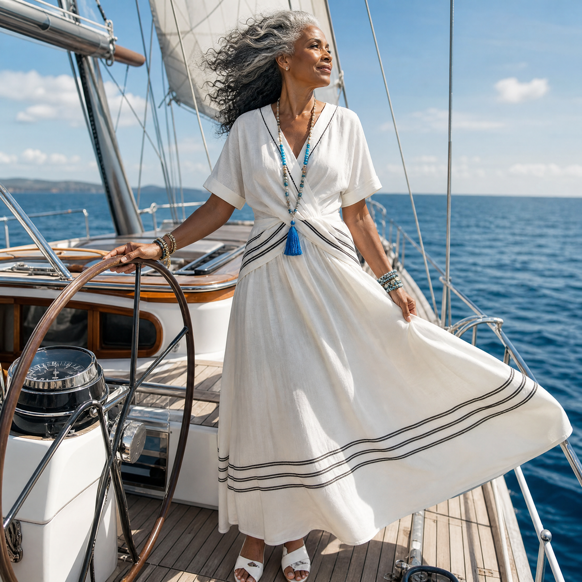 Seren | Short Sleeve V Neck Wrap Style Midi Dress