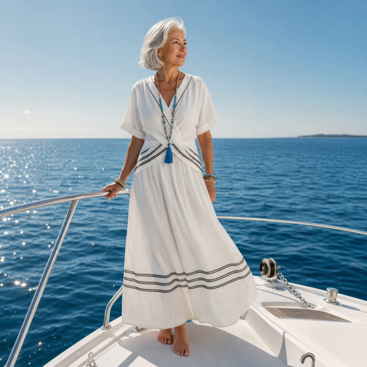 Seren | Short Sleeve V Neck Wrap Style Midi Dress
