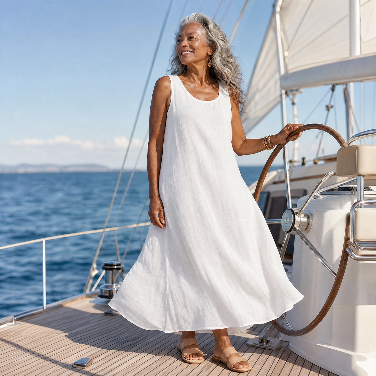 Ismera | Sleeveless Round Neck Relaxed Midi Dress