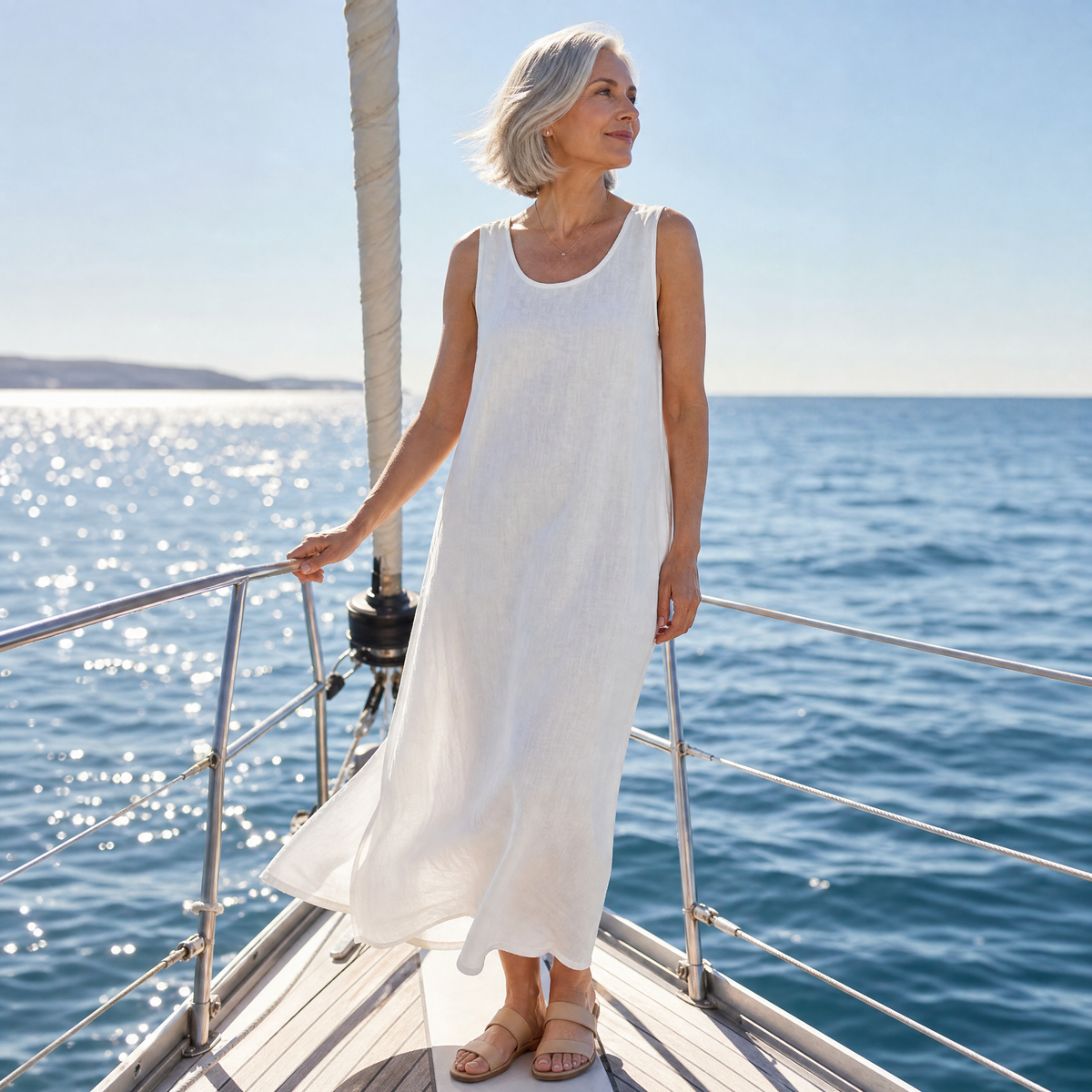 Ismera | Sleeveless Round Neck Relaxed Midi Dress