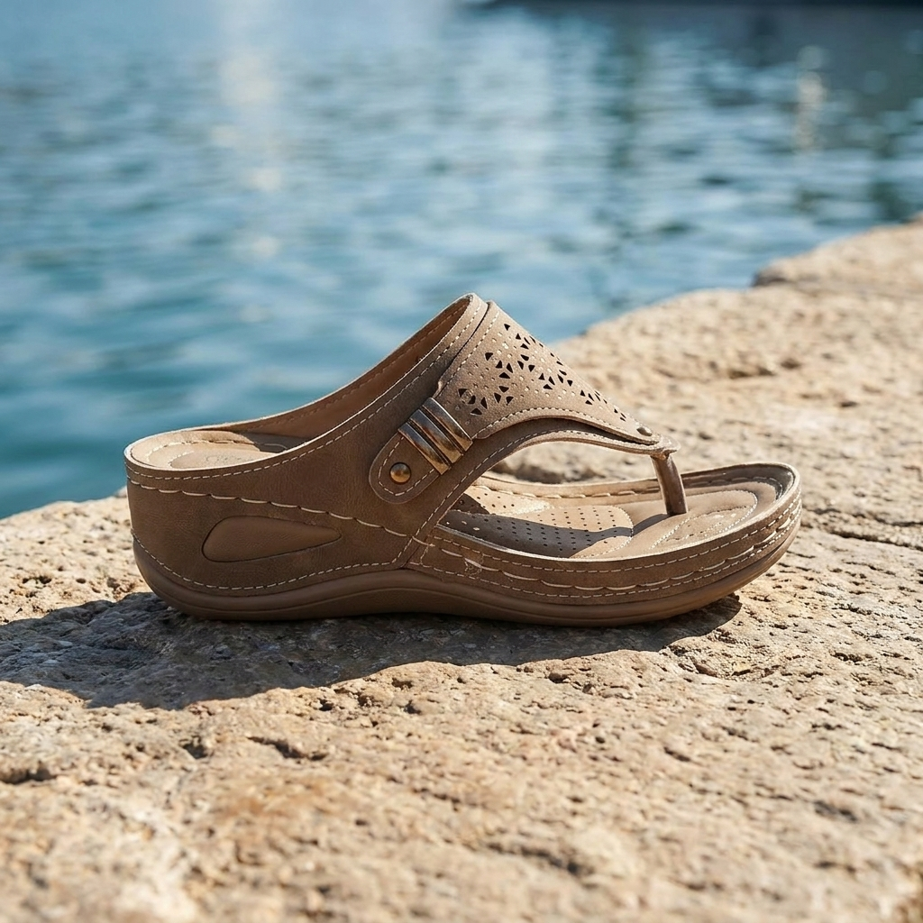 Cut Out Thong Platform Wedge Sandals