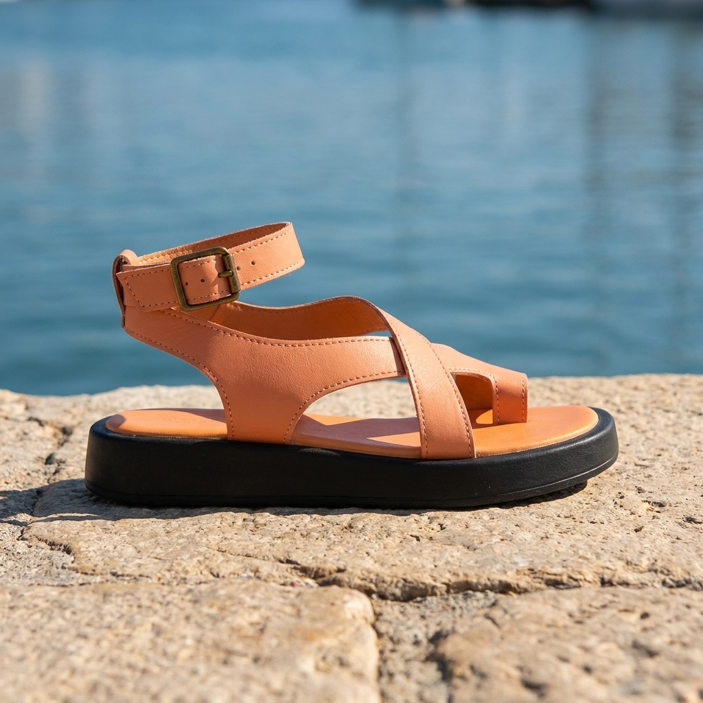 Ankle Strap Buckle Open Toe Platform Flat Sandals