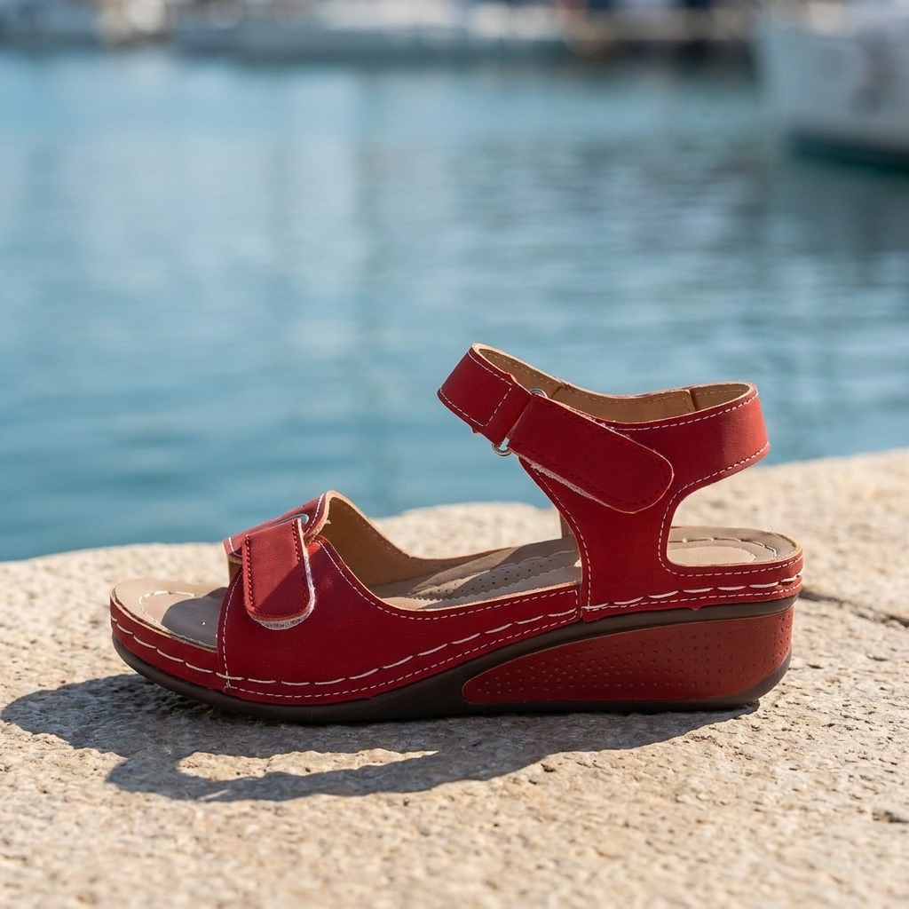 Open Toe Adjustable Strap Slingback Wedge Sandals