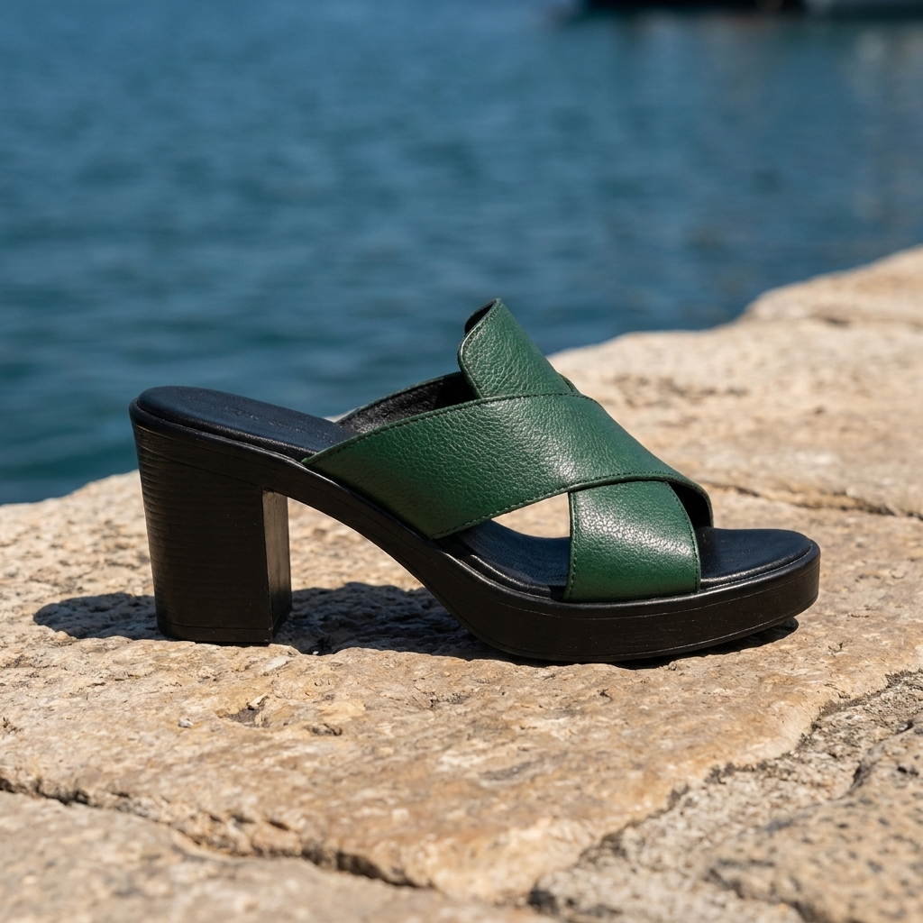 Cross Strap Platform Block Heel Mule Sandals