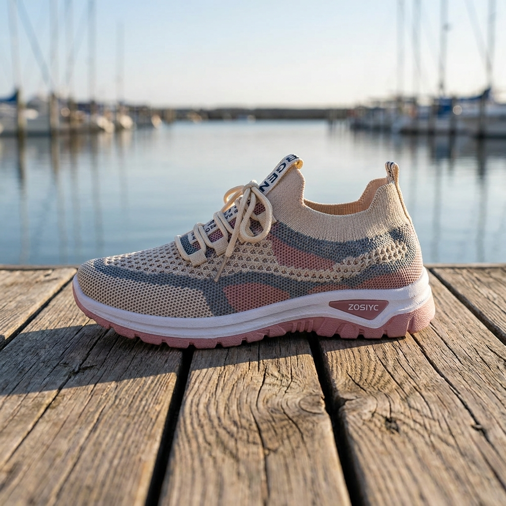 Lace Up Knit Mesh Low Top Sneakers