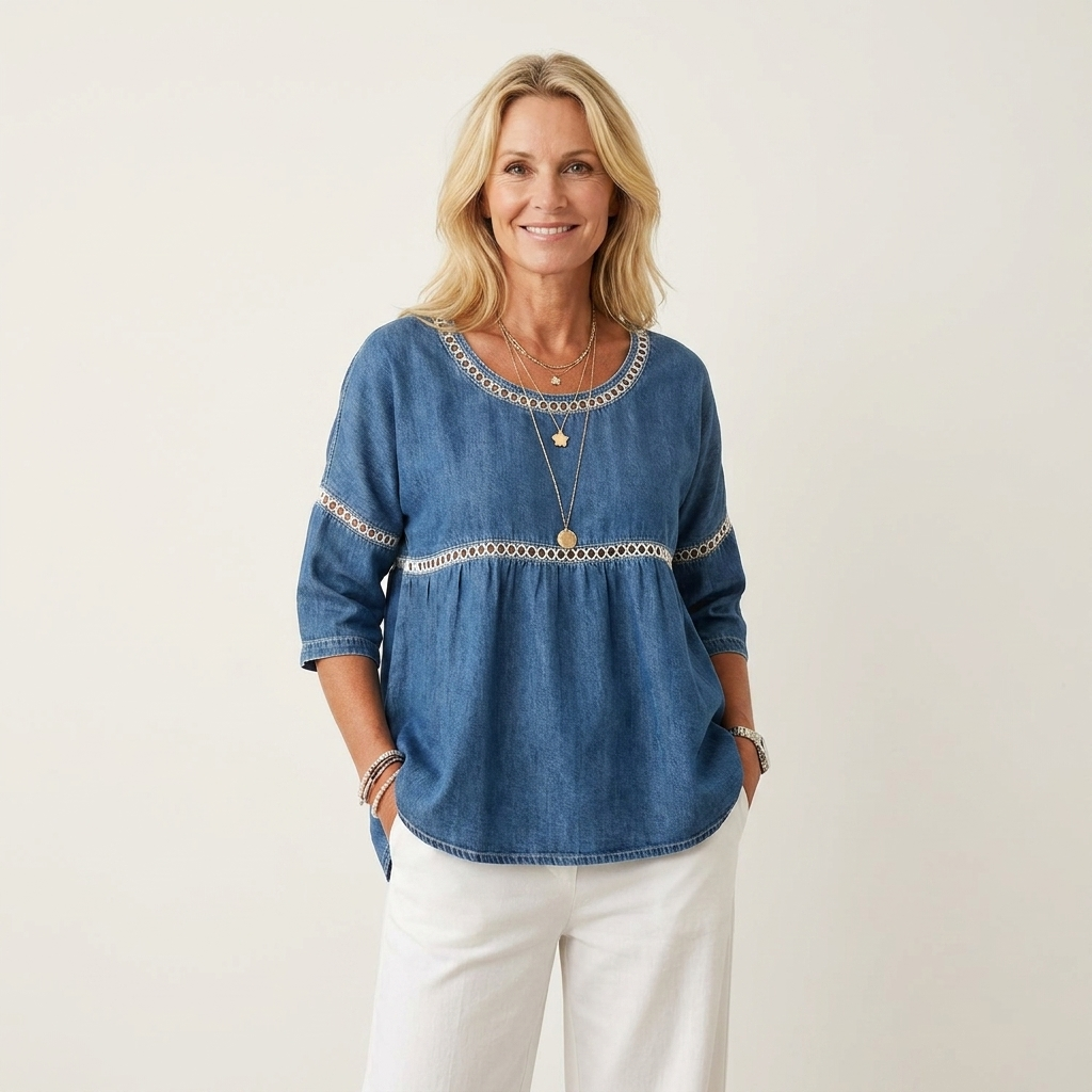 Kelly | Tunic Top With Lace Trim & Three-Quarter Sleeves 5