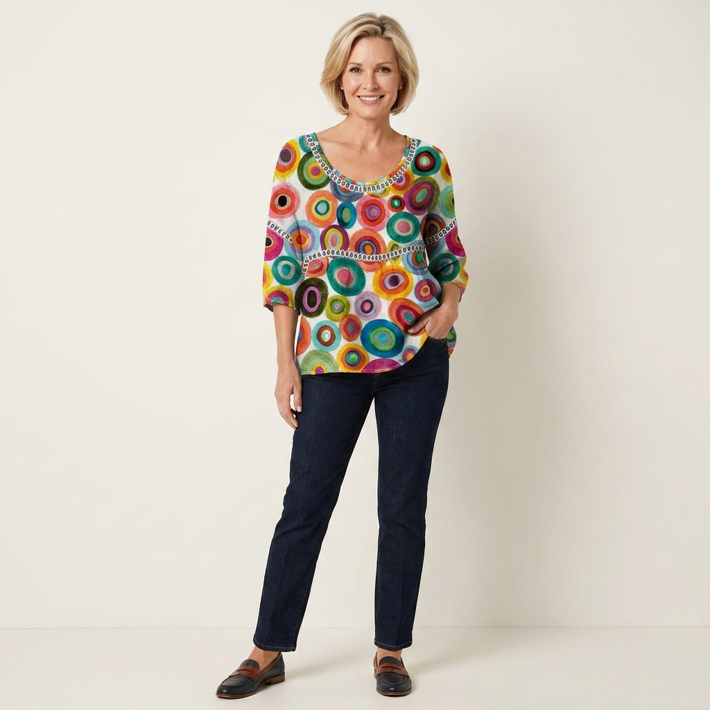 Kelly | Tunic Top With Lace Trim & Three-Quarter Sleeves 9