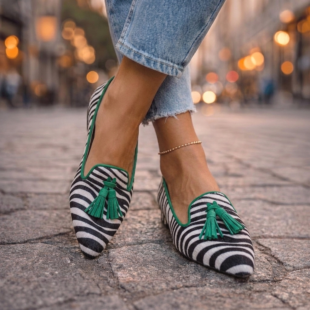 Pointed Toe Tassel Leopard Print Loafers