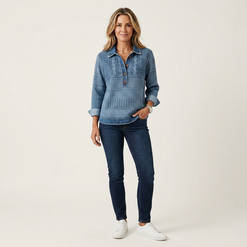 Seluana | Turn-Down Collar Button-Front Loose Sweater 2