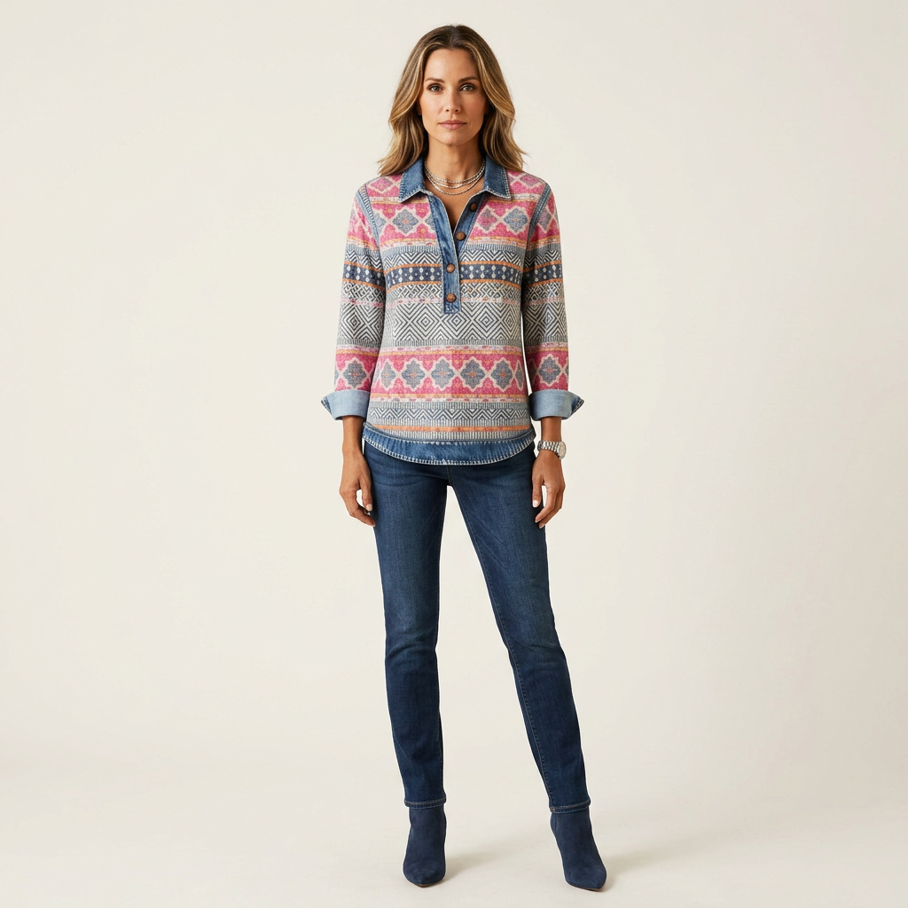 Seluana | Turn-Down Collar Button-Front Loose Sweater 6