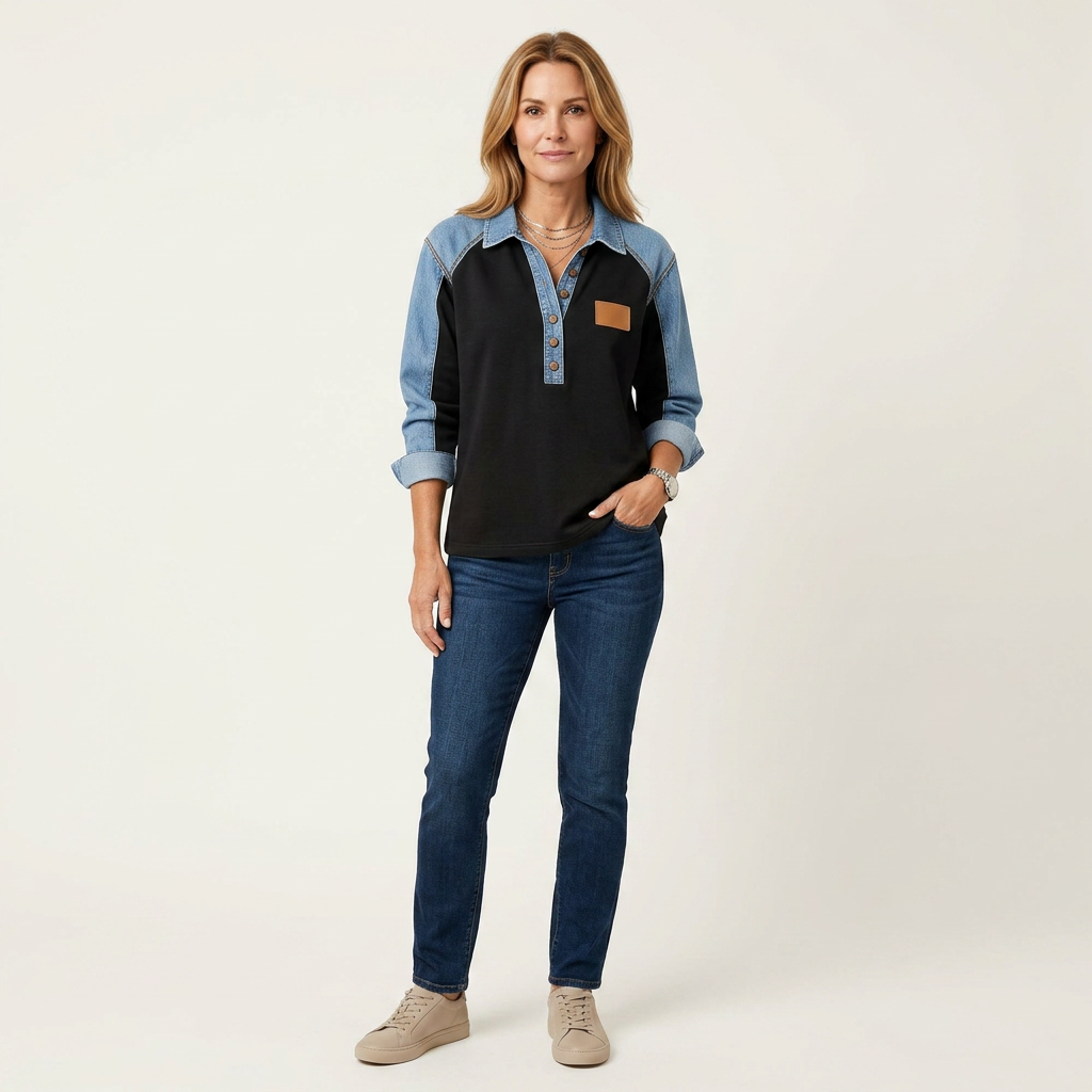 Seluana | Turn-Down Collar Button-Front Loose Sweater 9
