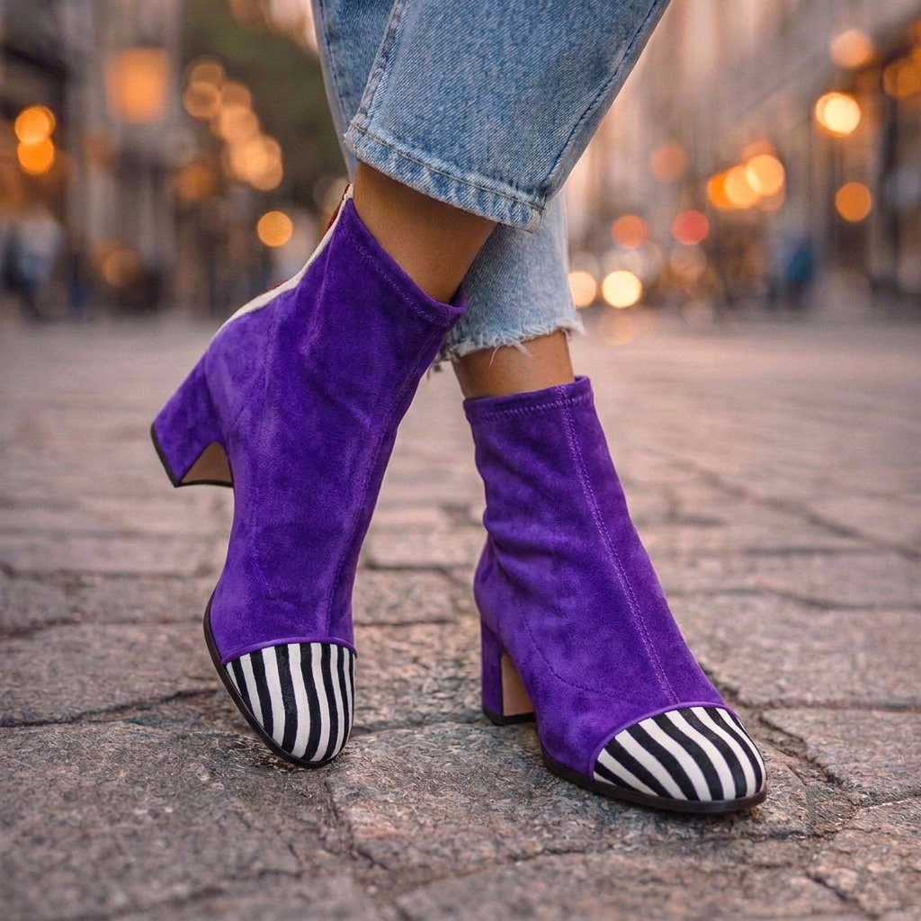 Leopard Print Block Heel Ankle Boots