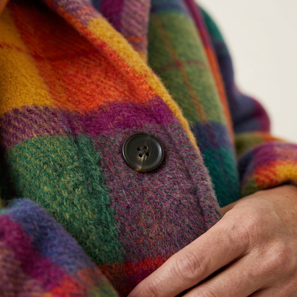 Elisiana | Plaid Multicolor Wide-Lapel Coat