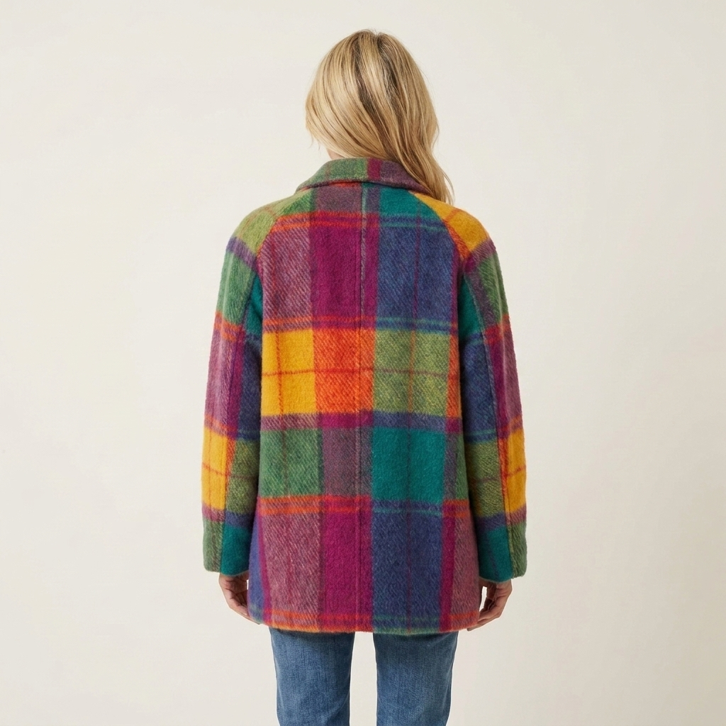 Elisiana | Plaid Multicolor Wide-Lapel Coat