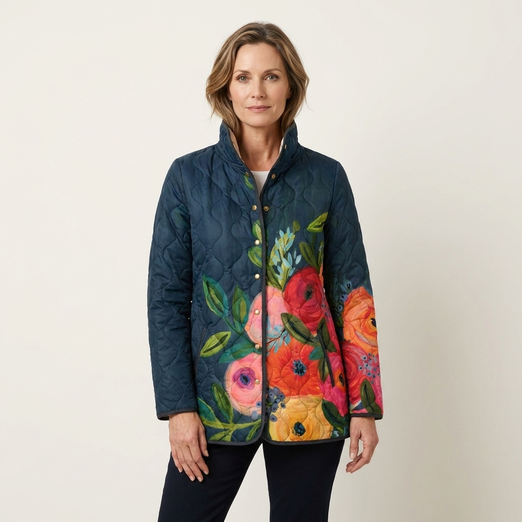 Suri | Casual Floral Print Quilted Jacket