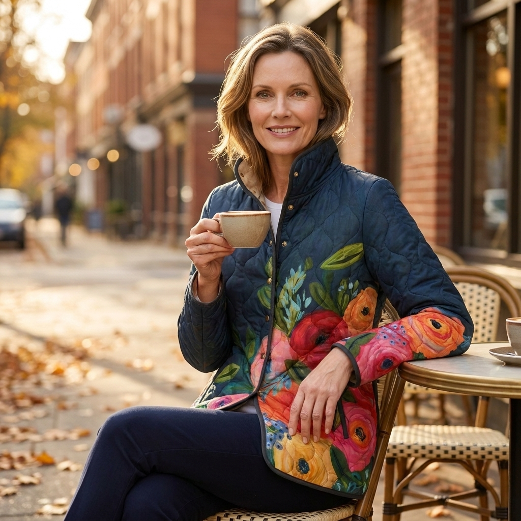 Suri | Casual Floral Print Quilted Jacket