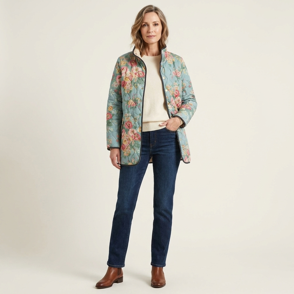 Elara | Quilted Floral Print Jacket