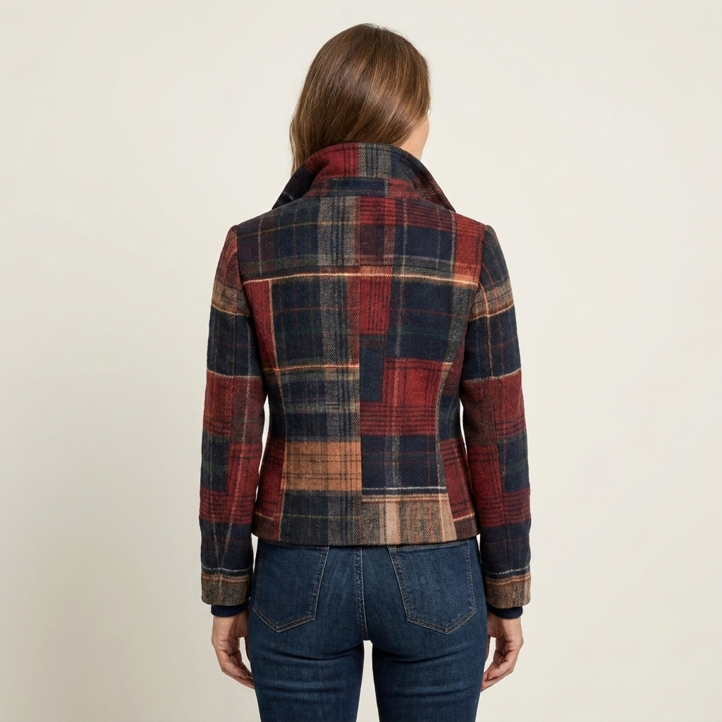 Irenia | Multicolor Plaid Notched Collar Wool Jacket