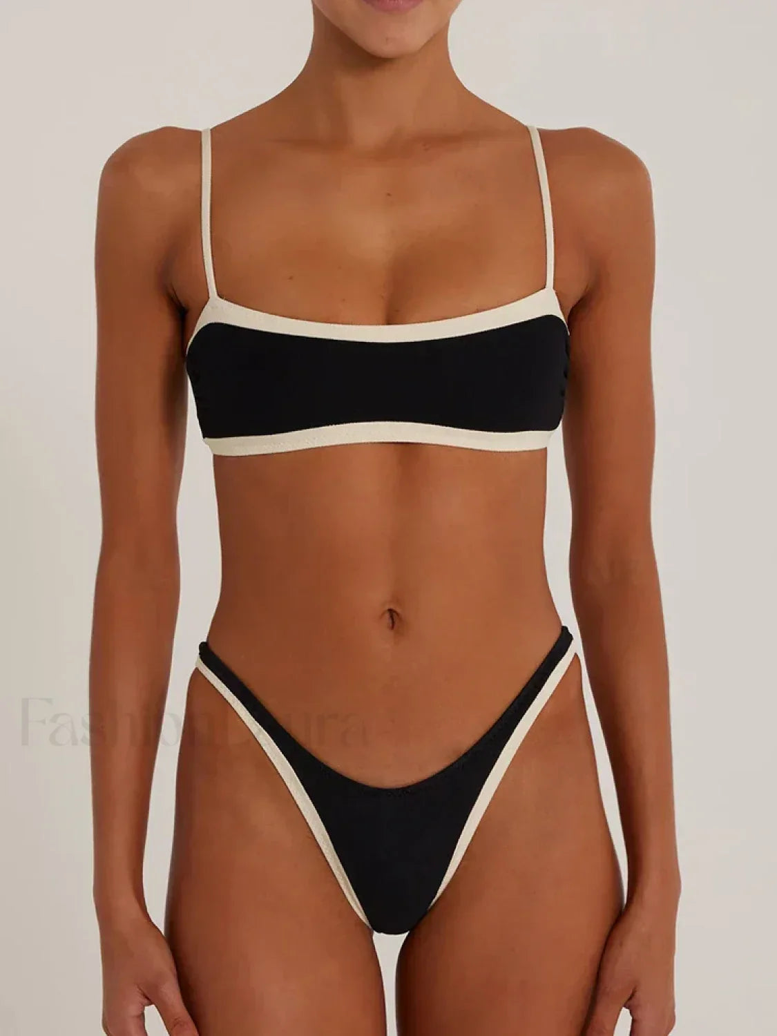 High Cut Solid Color Bikini Set