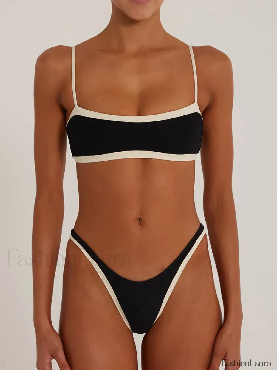 High Cut Solid Color Bikini Set