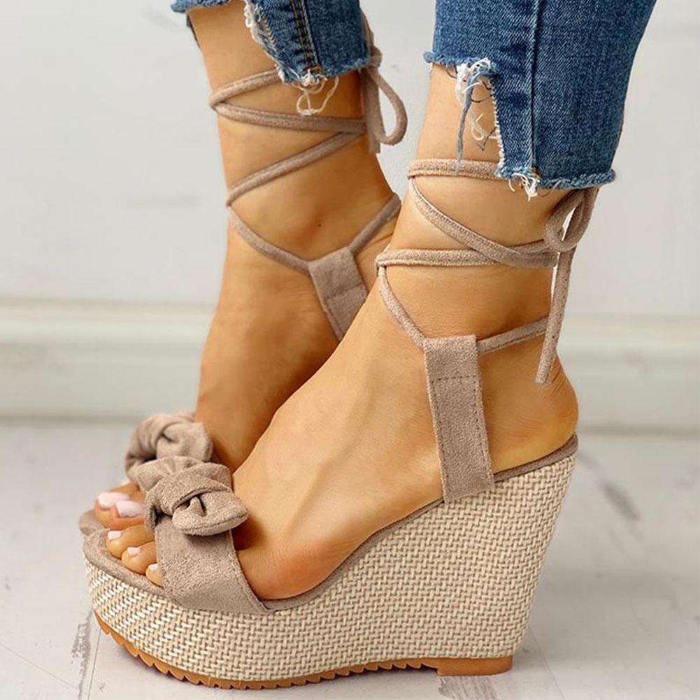 High Heels Sweet Bow Ankle-wrap Sandals