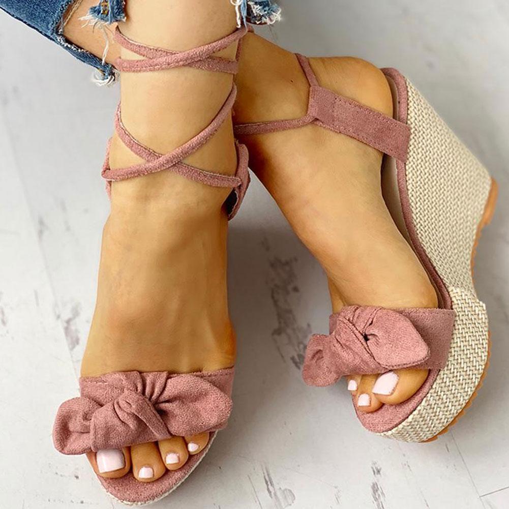 High Heels Sweet Bow Ankle-wrap Sandals