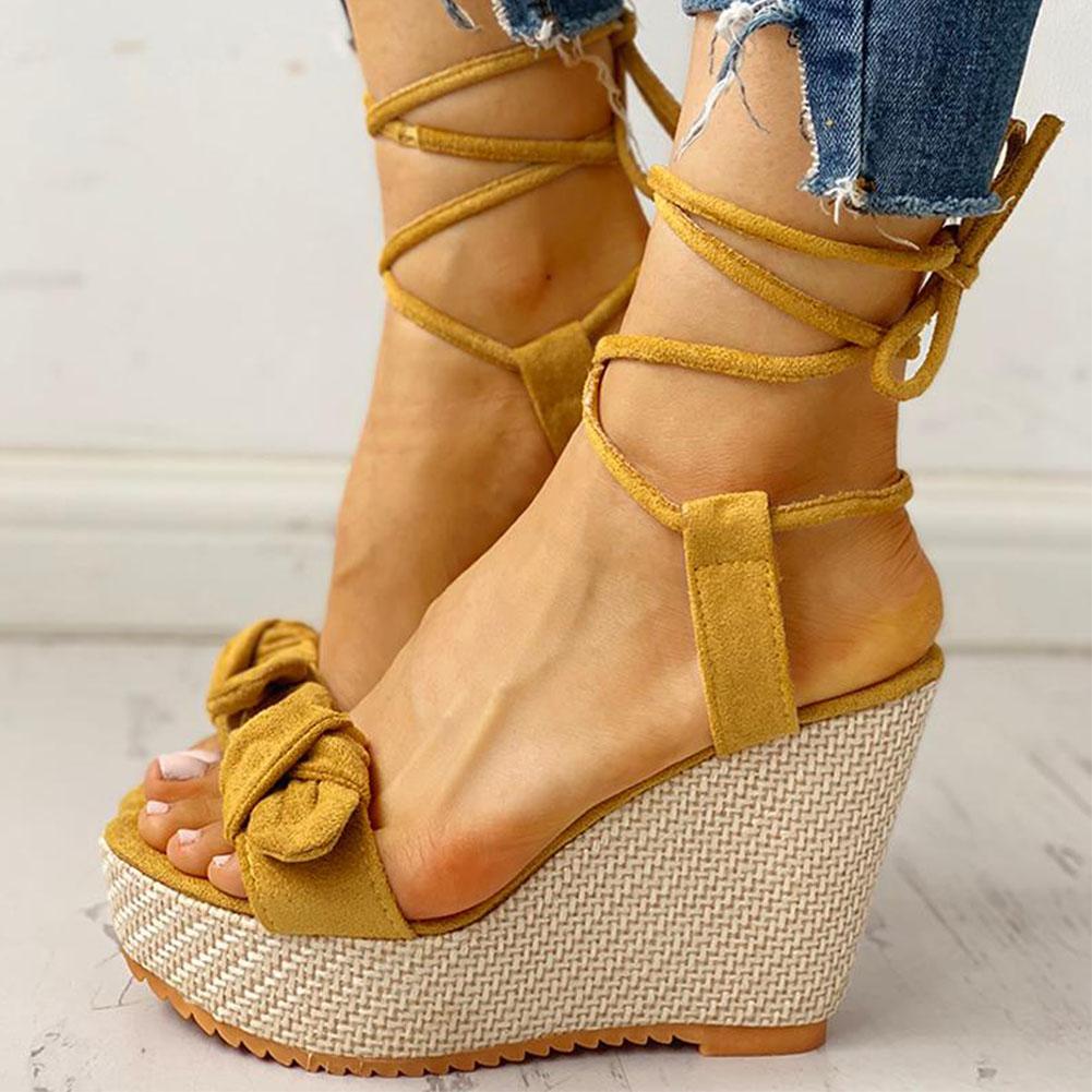 High Heels Sweet Bow Ankle-wrap Sandals