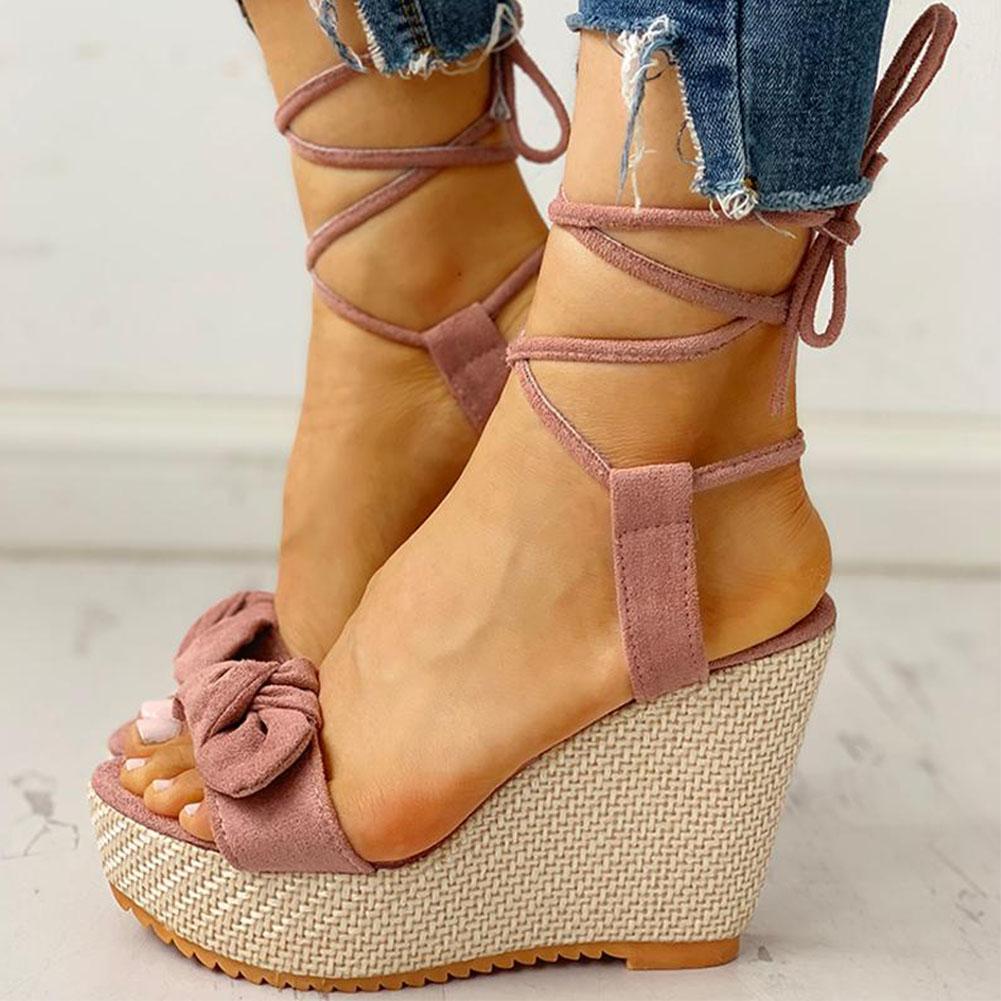 High Heels Sweet Bow Ankle-wrap Sandals