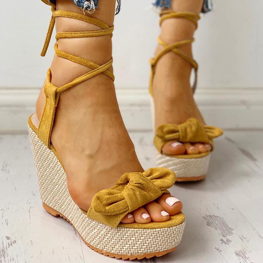 High Heels Sweet Bow Ankle-wrap Sandals