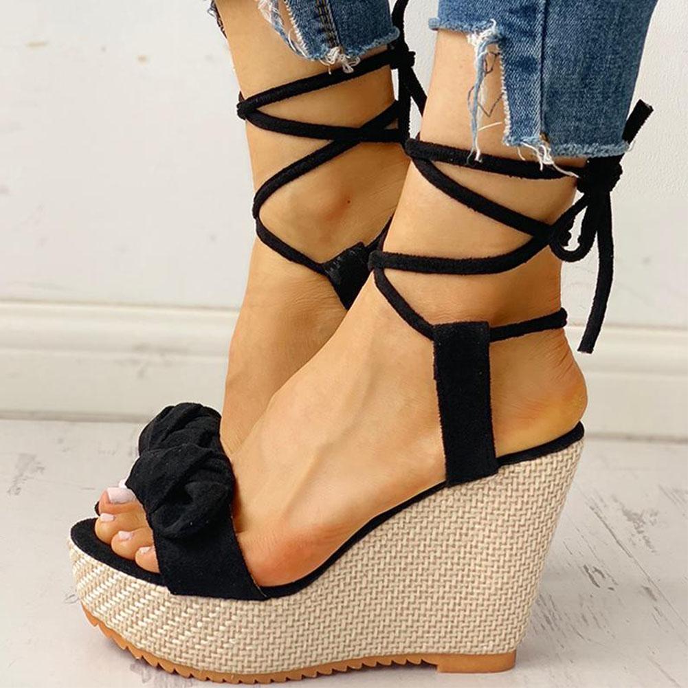 High Heels Sweet Bow Ankle-wrap Sandals