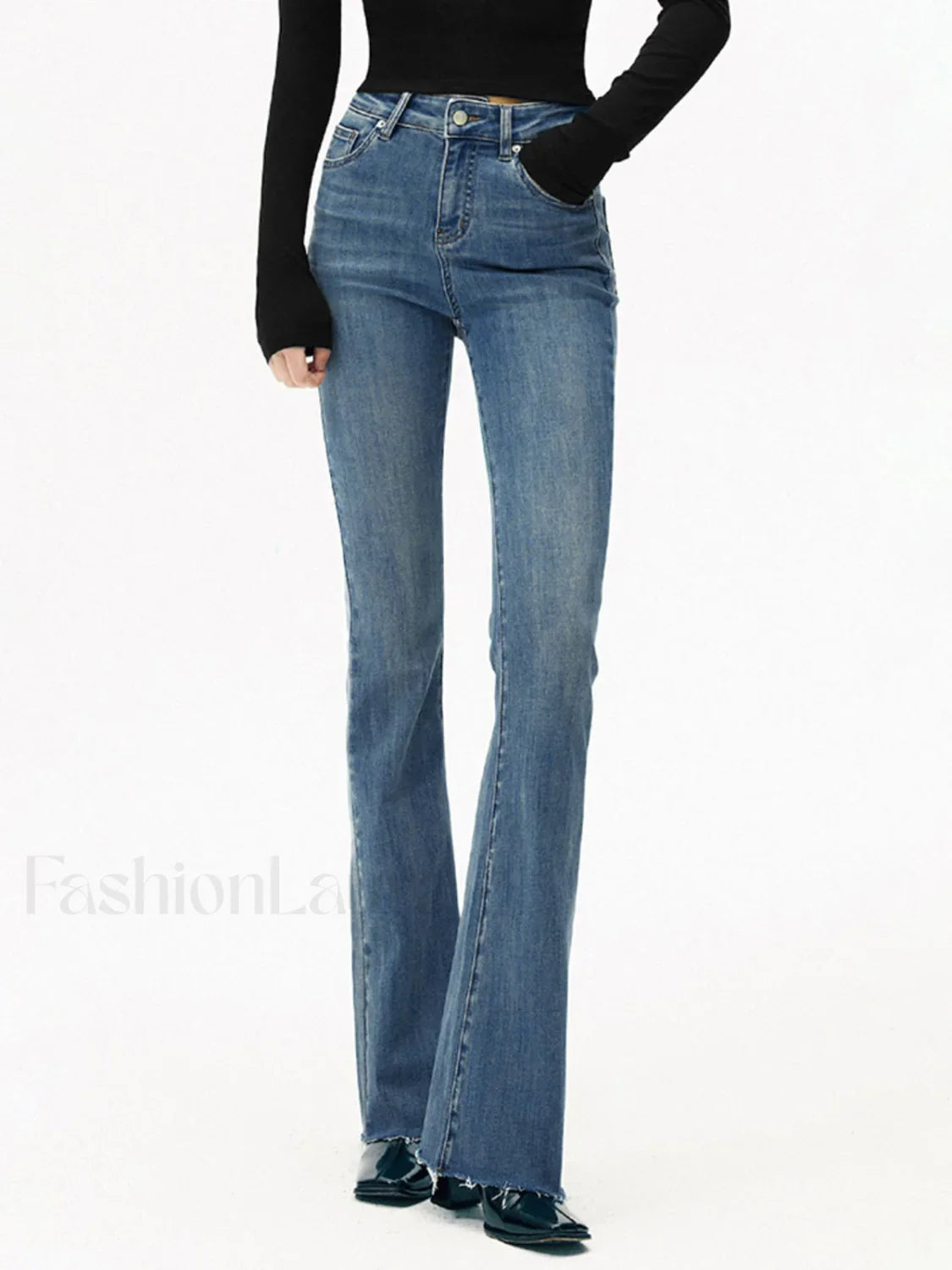 High-Waist Denim Bootcut Jeans