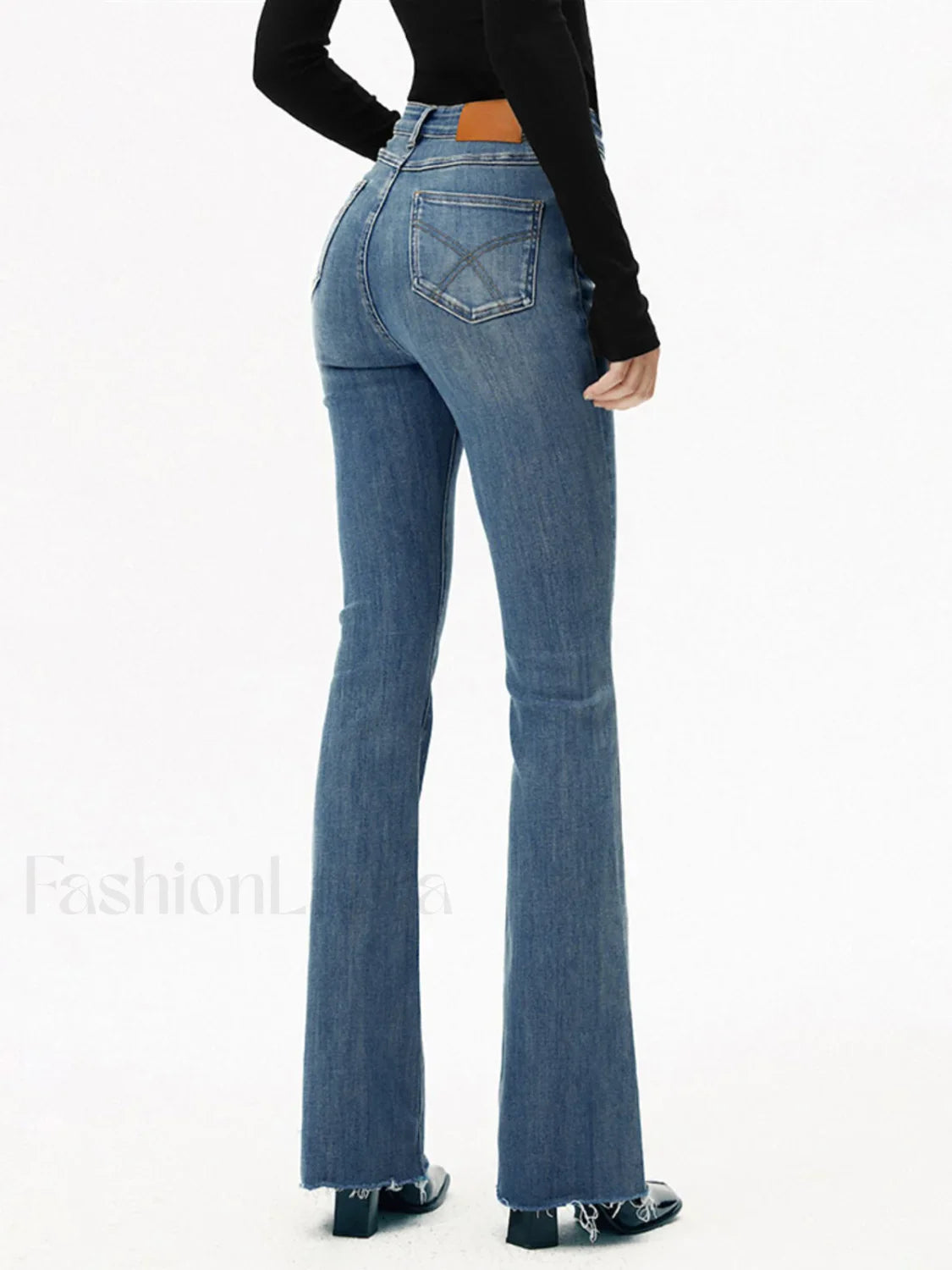 High Waist Denim Bootcut Jeans Navy / XS Jeans
