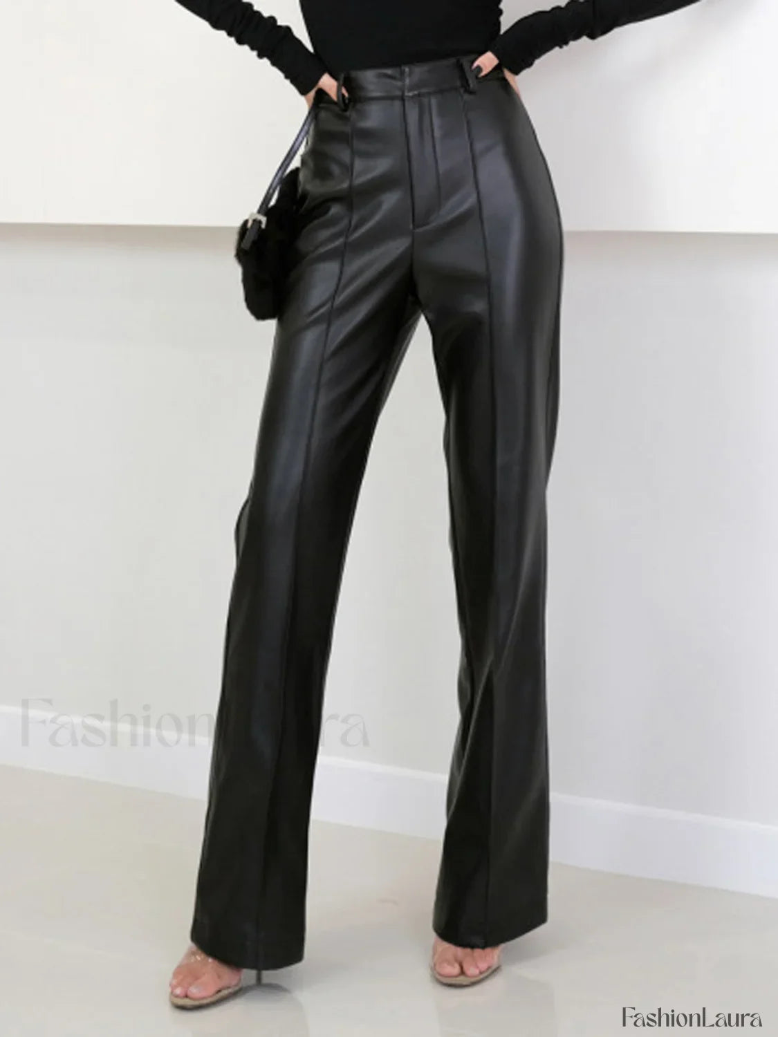 High Waist Graceful Faux Leather Pants