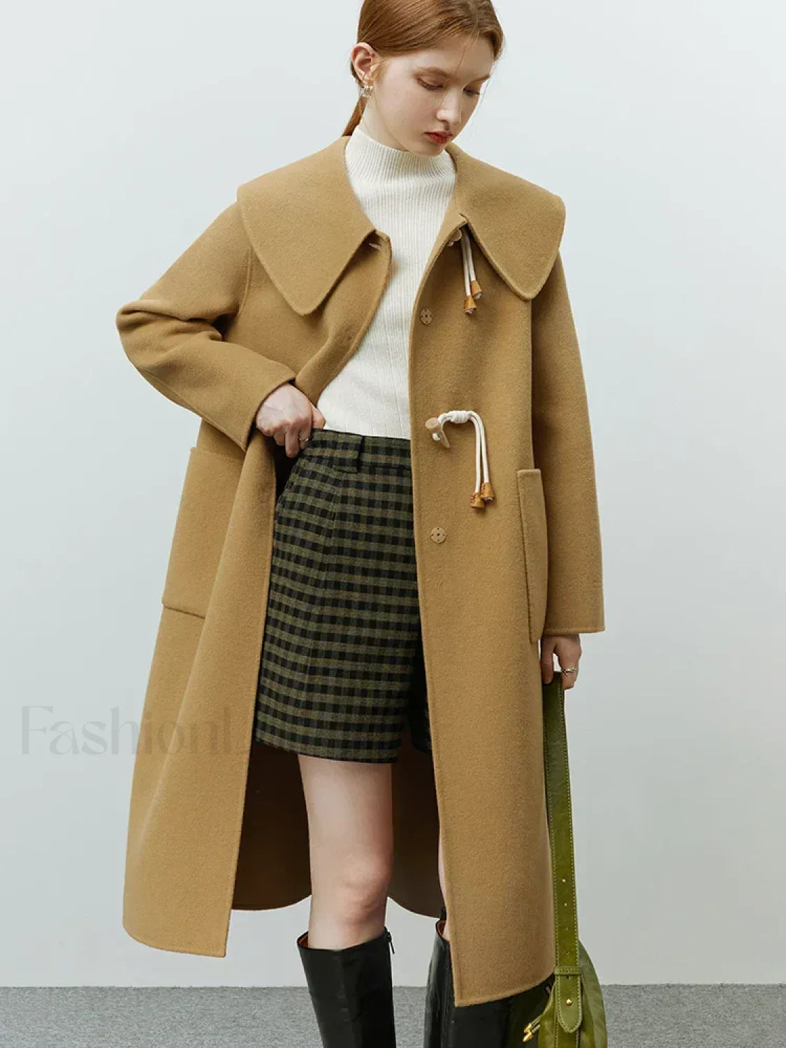 High Waist Green Black Plaid Shorts